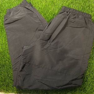 black ankle zip cuffed drawstring windbreaker pants